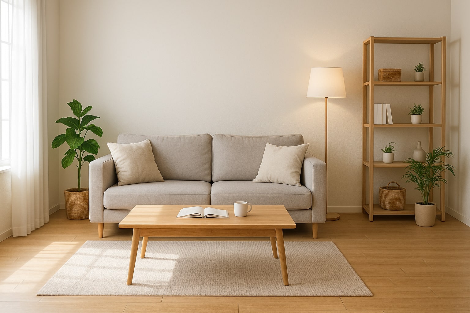 季節ごとに模様替えされた明るい部屋の写真（開運インテリアのイメージ）